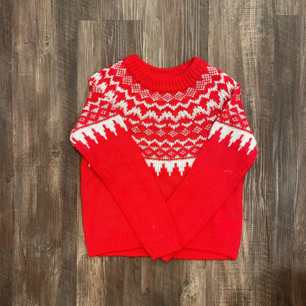 Old Navy Red and White Girls Sweater